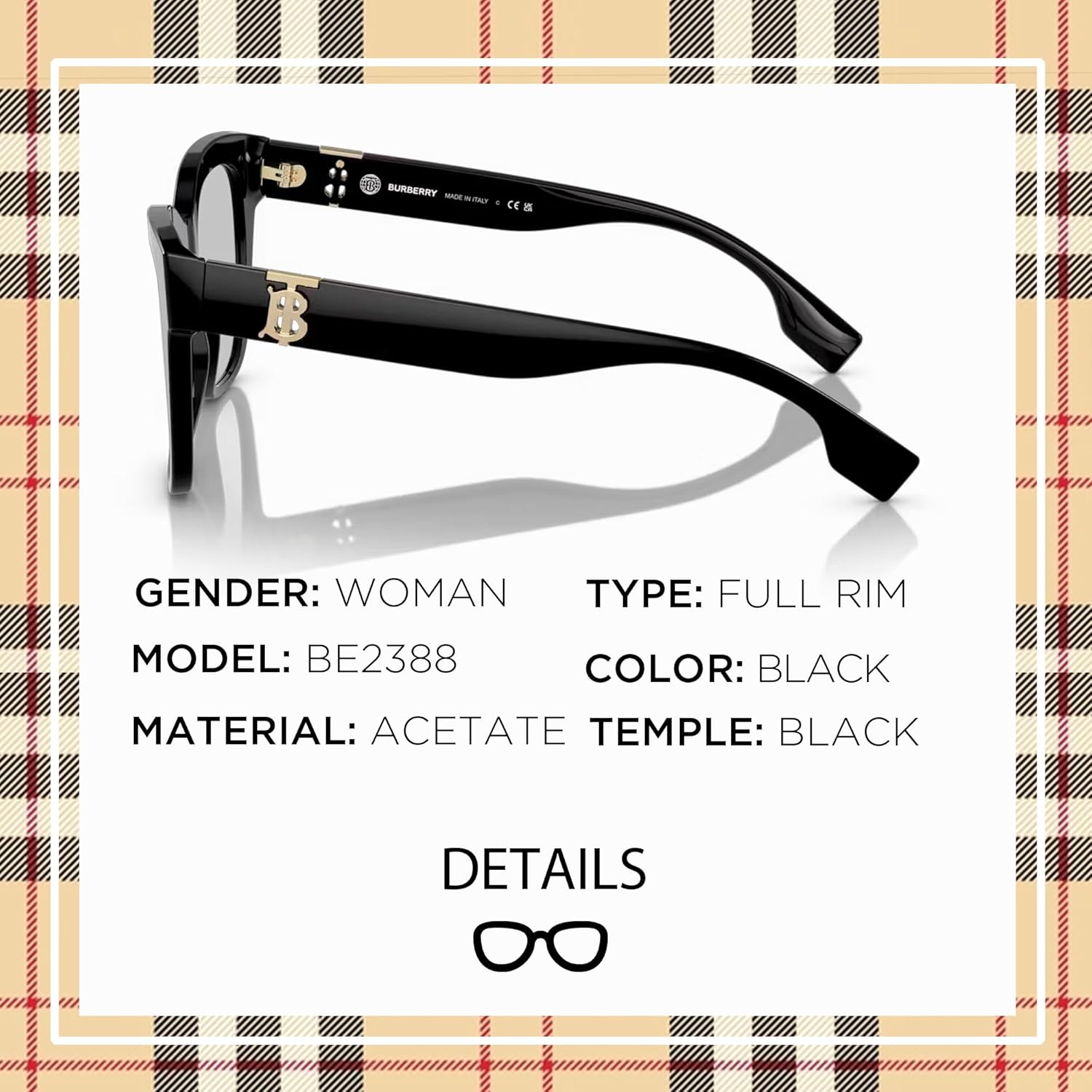 BURBERRY BE2388 Square Shape Acetate Eyeglasses with Luxury Eyewear Kit