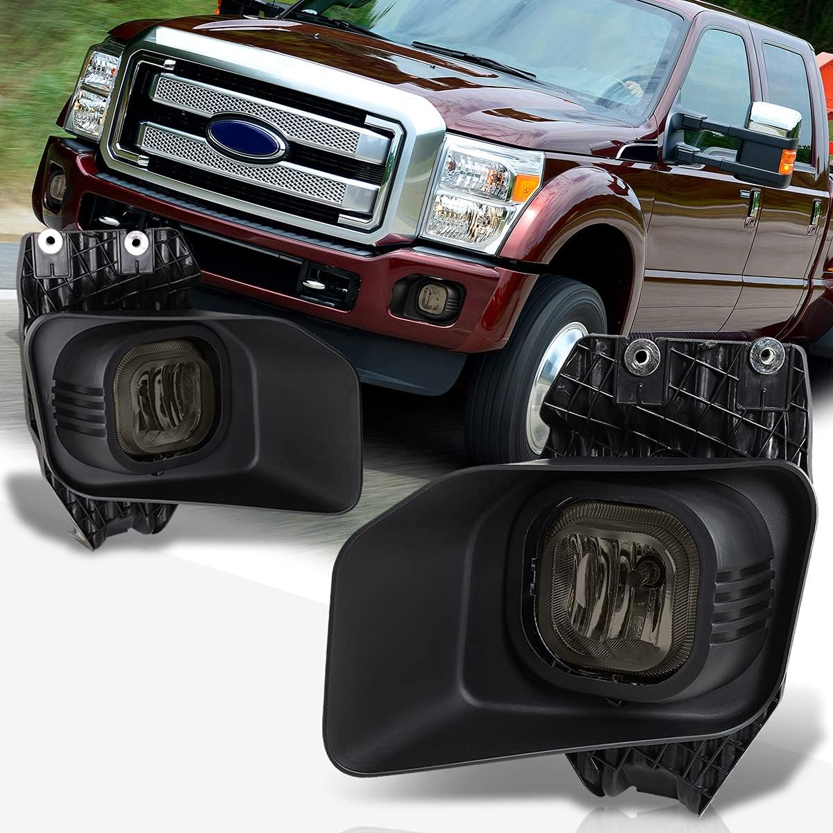 Front Bumper Fog Lights Lamps w/Bezels Compatible with Ford Super Duty 11-16