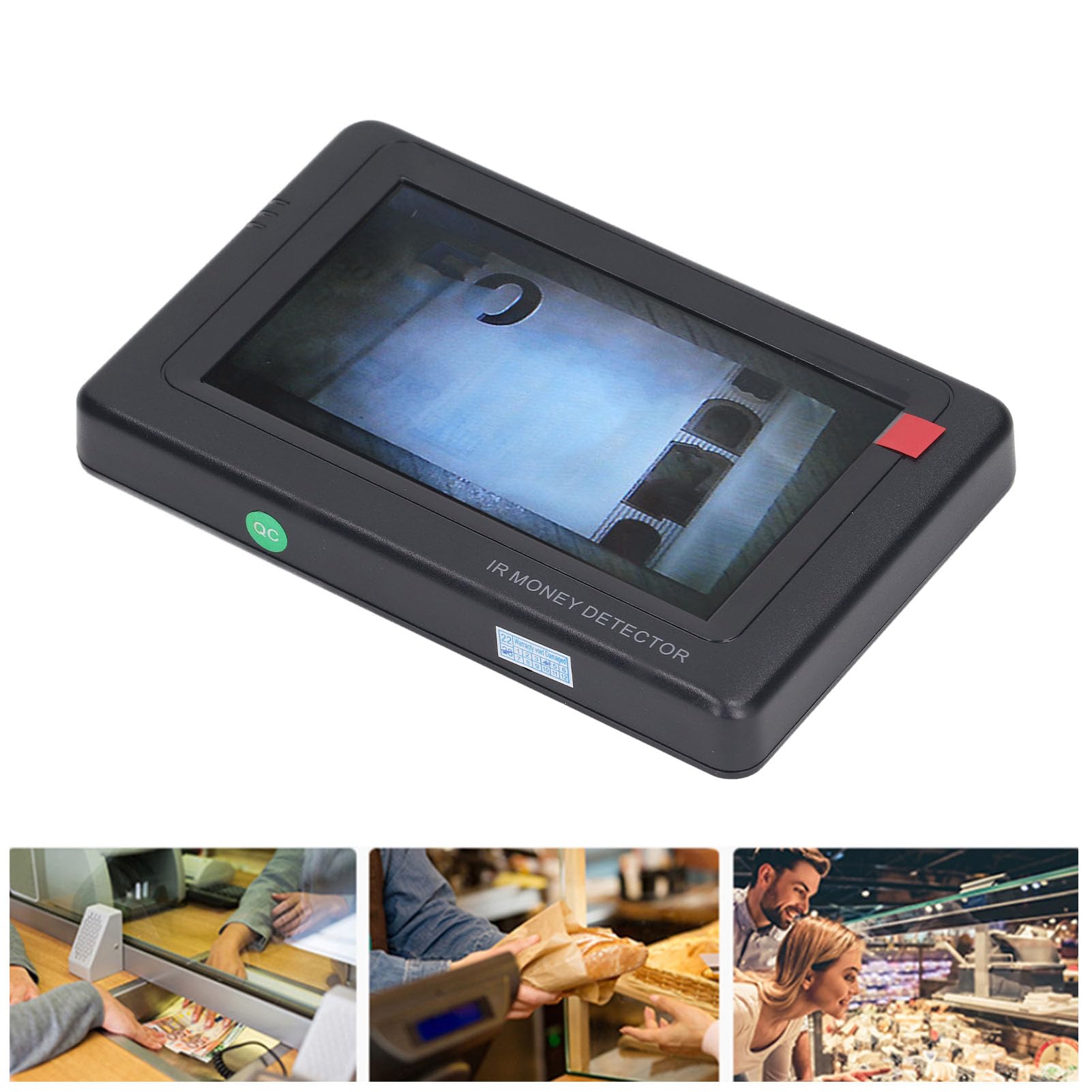 Yctze Rilevatore Portatile con Ampio Display per l'identificazione di Banconote e Valute Contraffatte - Ideale per Negozi, Ristoranti e Piccole Imprese