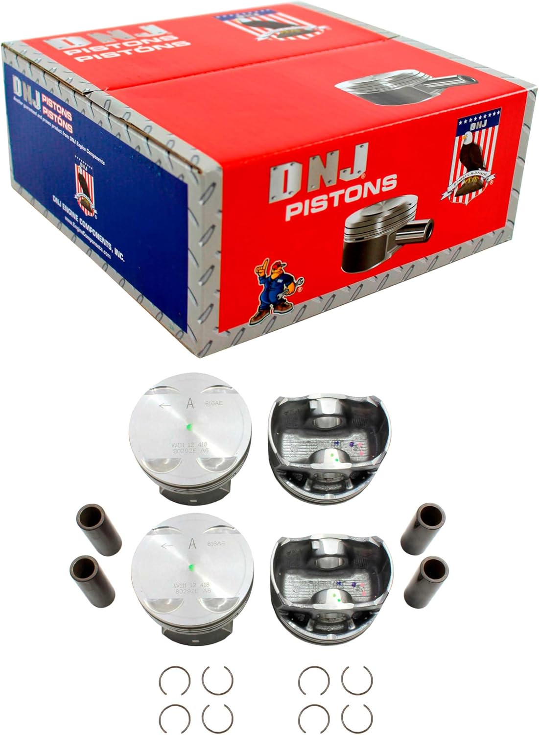 DNJ P1170 Piston Set Standard for 2013-2016 Dodge Dart 2.0L L4 16V DOHC 1995cc