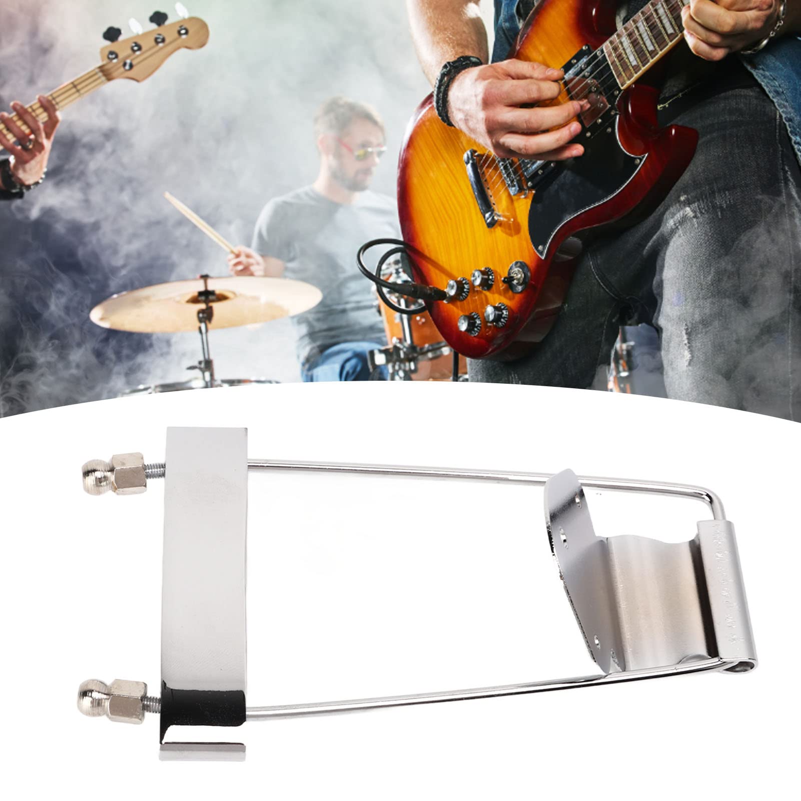 Gitaar Trapeze Staartstuk, 4 String Gitaar Staartstuk Gitaar Basis Gitaar Vervanging Staartstuk Roller Bridge Metalen Staartstuk Voor Banjo Voor Beginners