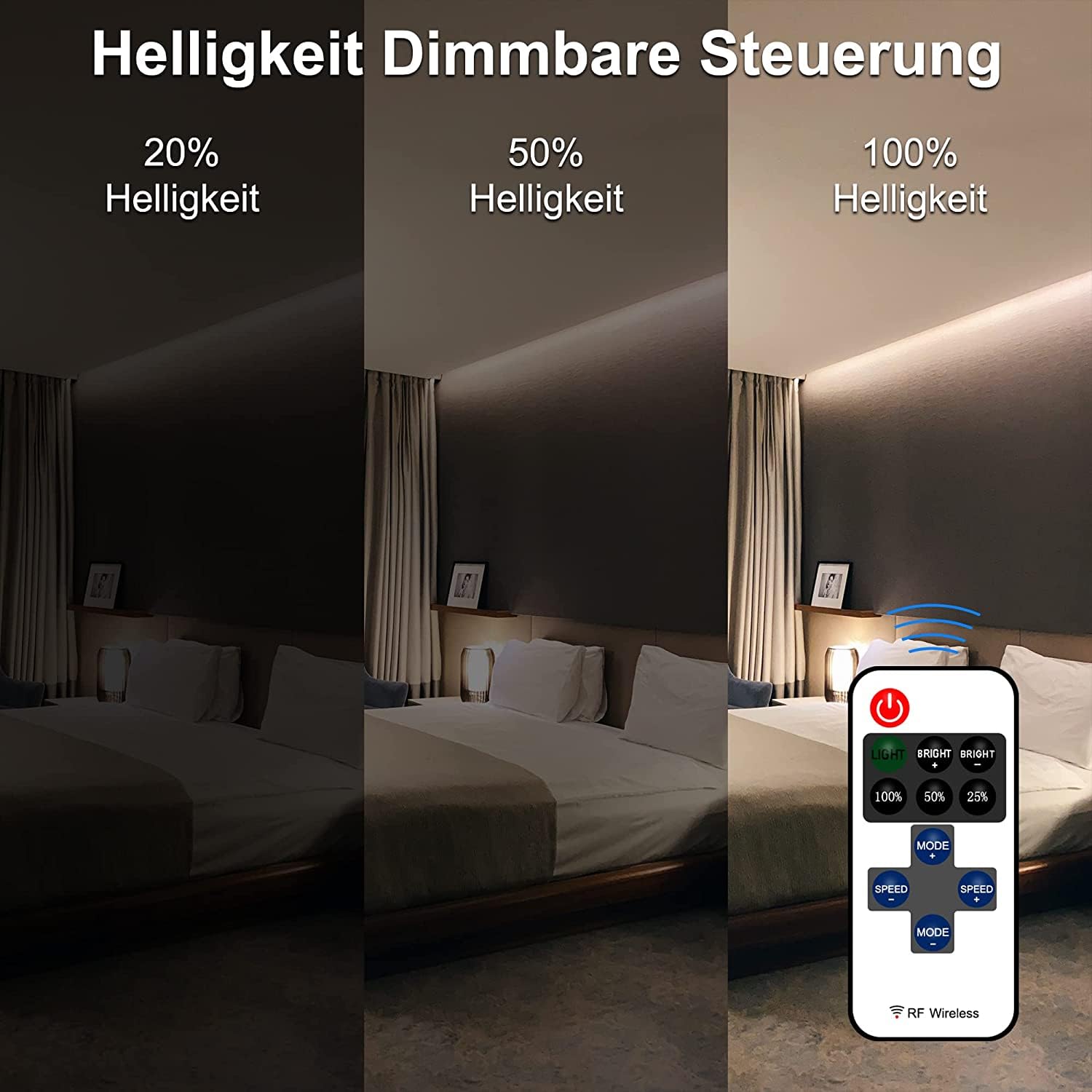 TTWAY Striscia LED COB 3M, LED Striscia 4000K con Alimentatore e Telecomando, DC24V, 480LEDs/M, CRI 90+, larghezza 8mm, Striscia LED 3 metri Bianco Naturale per la Decorazione della Camera da Letto