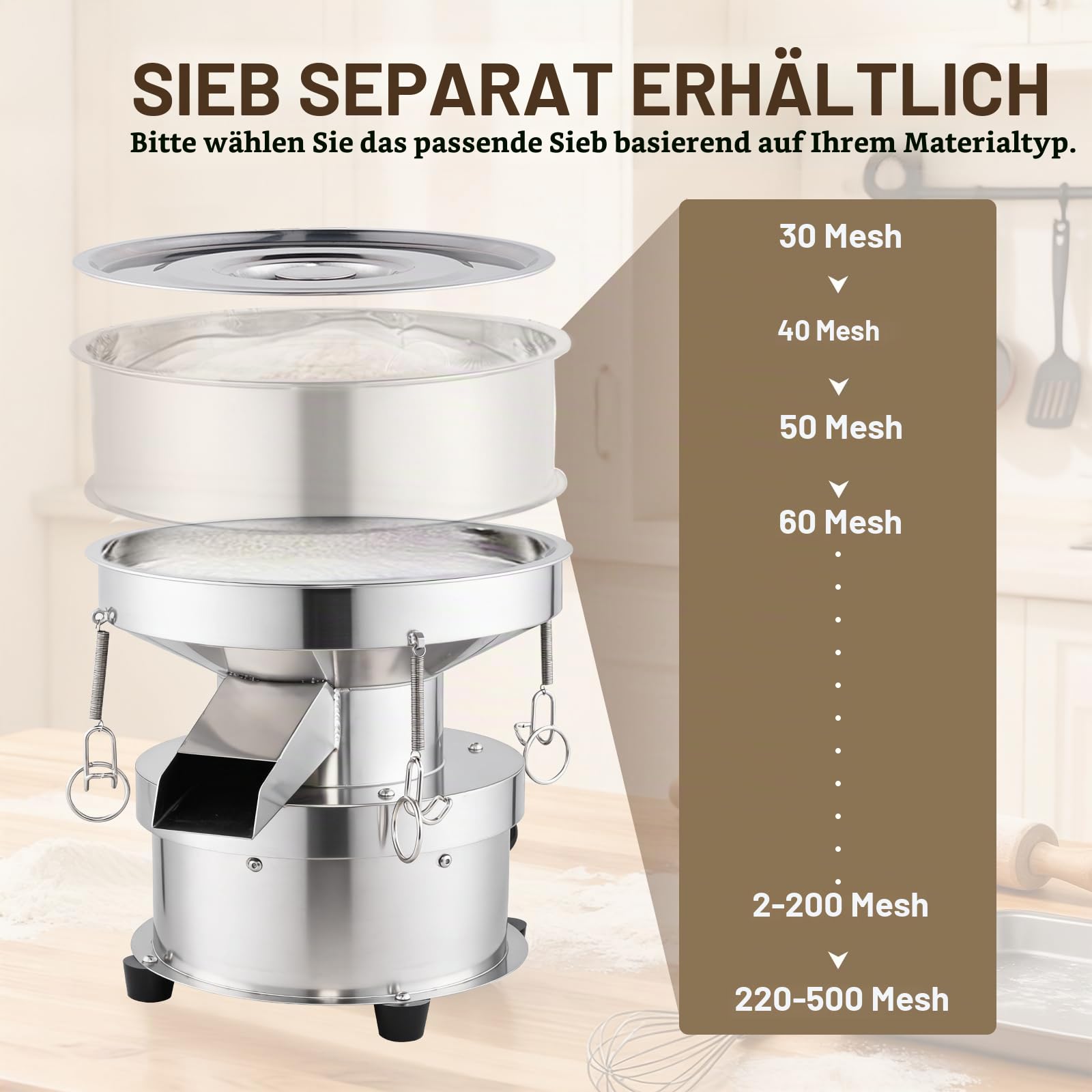 YUCHENGTECH Siebmaschine 30CM 50W 1350 U/min【ohne Sieb】