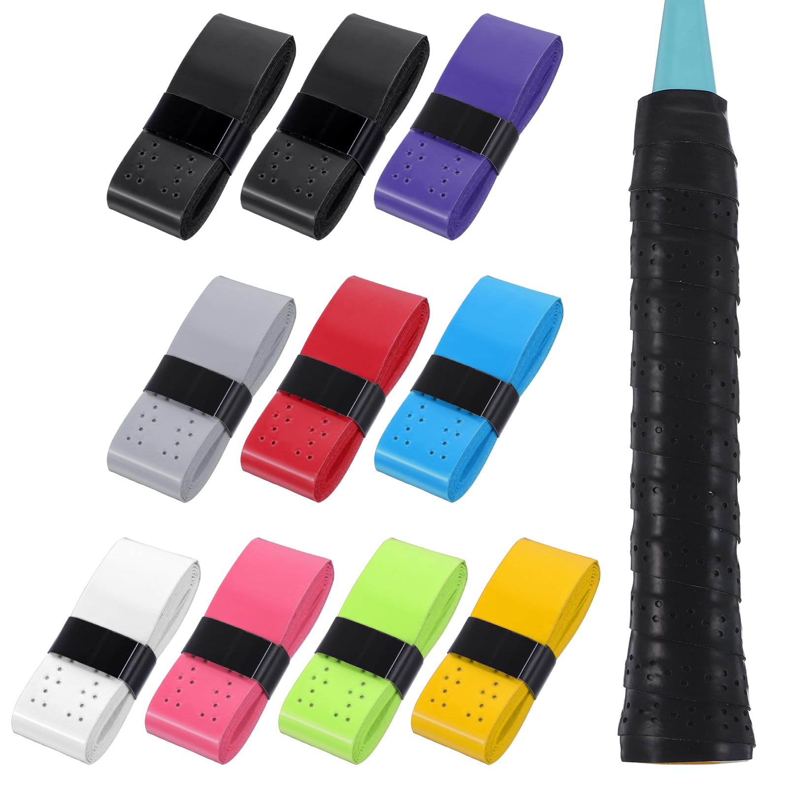 guduling 10 Pcs Tennis Racket Grip,Racket Grip Tape,PU Anti-Slip Tennis Grips Tape,Tenni Tapes with Dry Feel,Sweat Absorption, Comfortable Handle Overgrip Grips Wrap for Tenni,Badminton