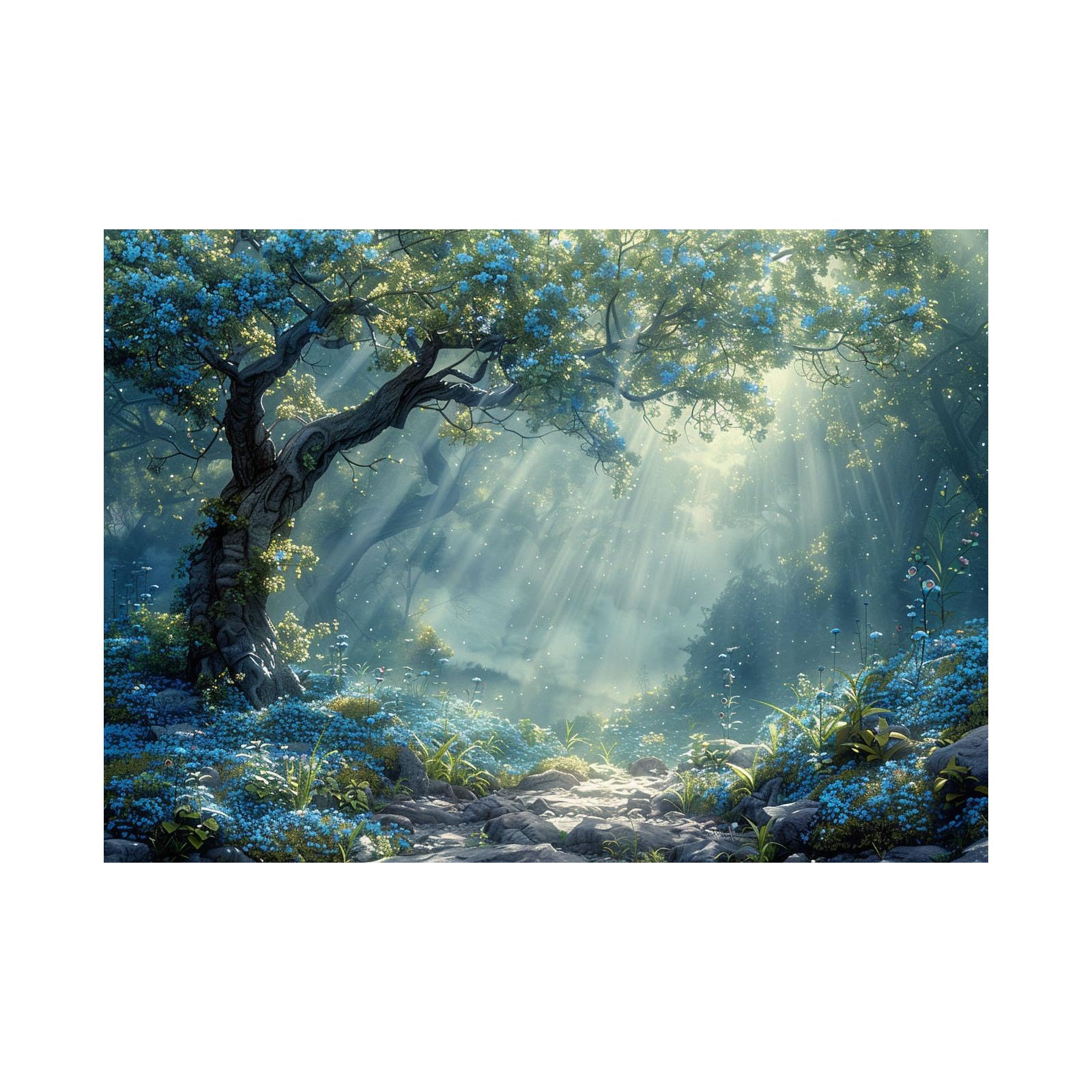 WQBQKKX Forest Canvas Wall Art Tree Of Life Modern Canvas Wall Art,Blue,grey Prints Poster For Living Room Bedroom Bathroom Wall Decor-80x110cm Unframed
