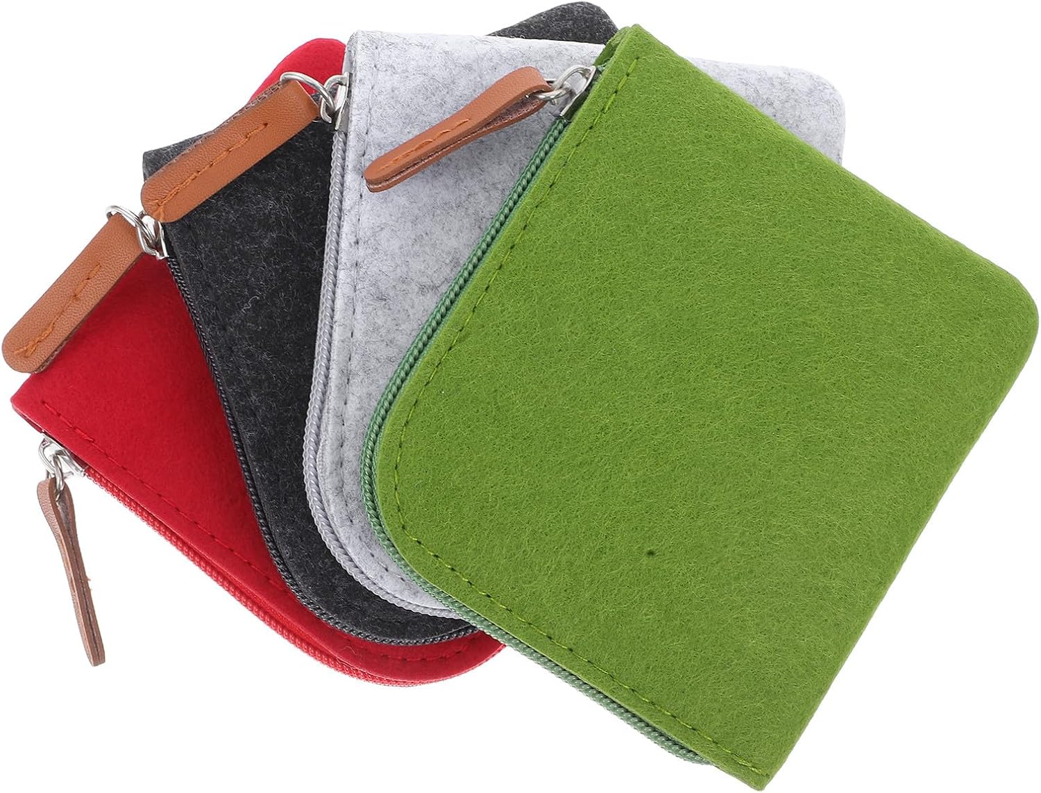 4 Pcs Felt Coin Purse Mini Wallet Zippered Storage Pouch
