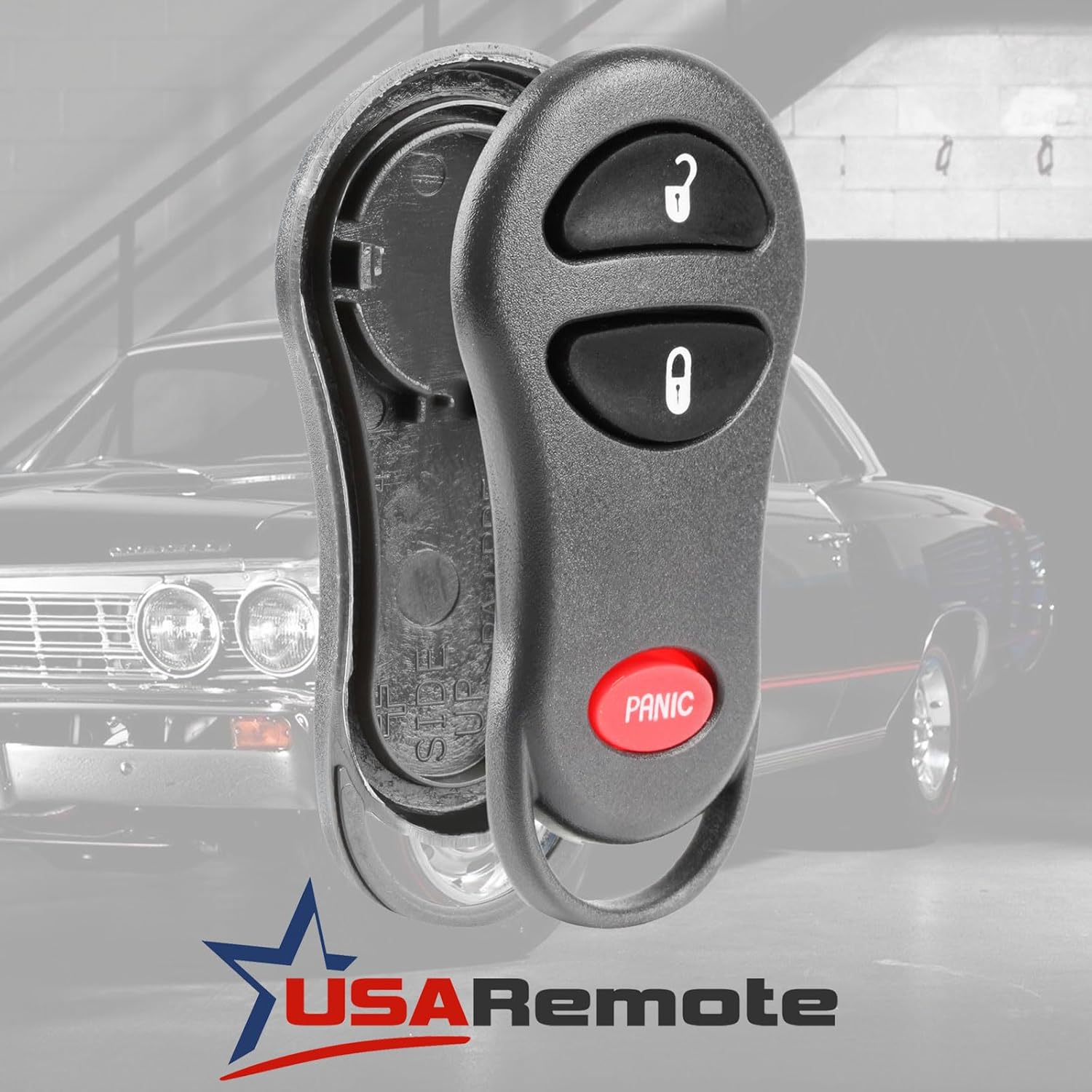 Key Fob Keyless Entry Remote Shell Case & Pad fits Chrysler, Dodge, Jeep, Plymouth 1999 2000 2001 2002 2003 2004 2005