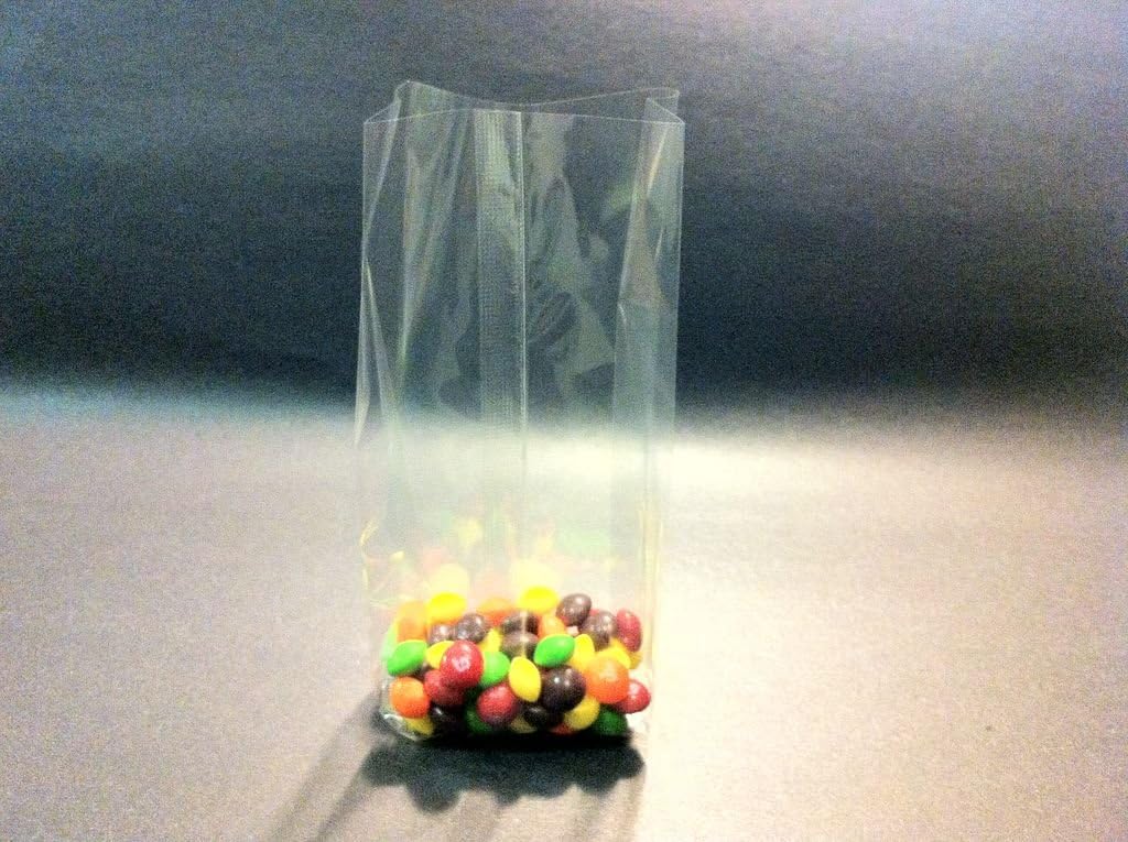 UNIQUEPACKING 100 Pcs 4x2x10 Clear Side Gusseted Cello Cellophane Bags Good for Candy Cookie Bakery