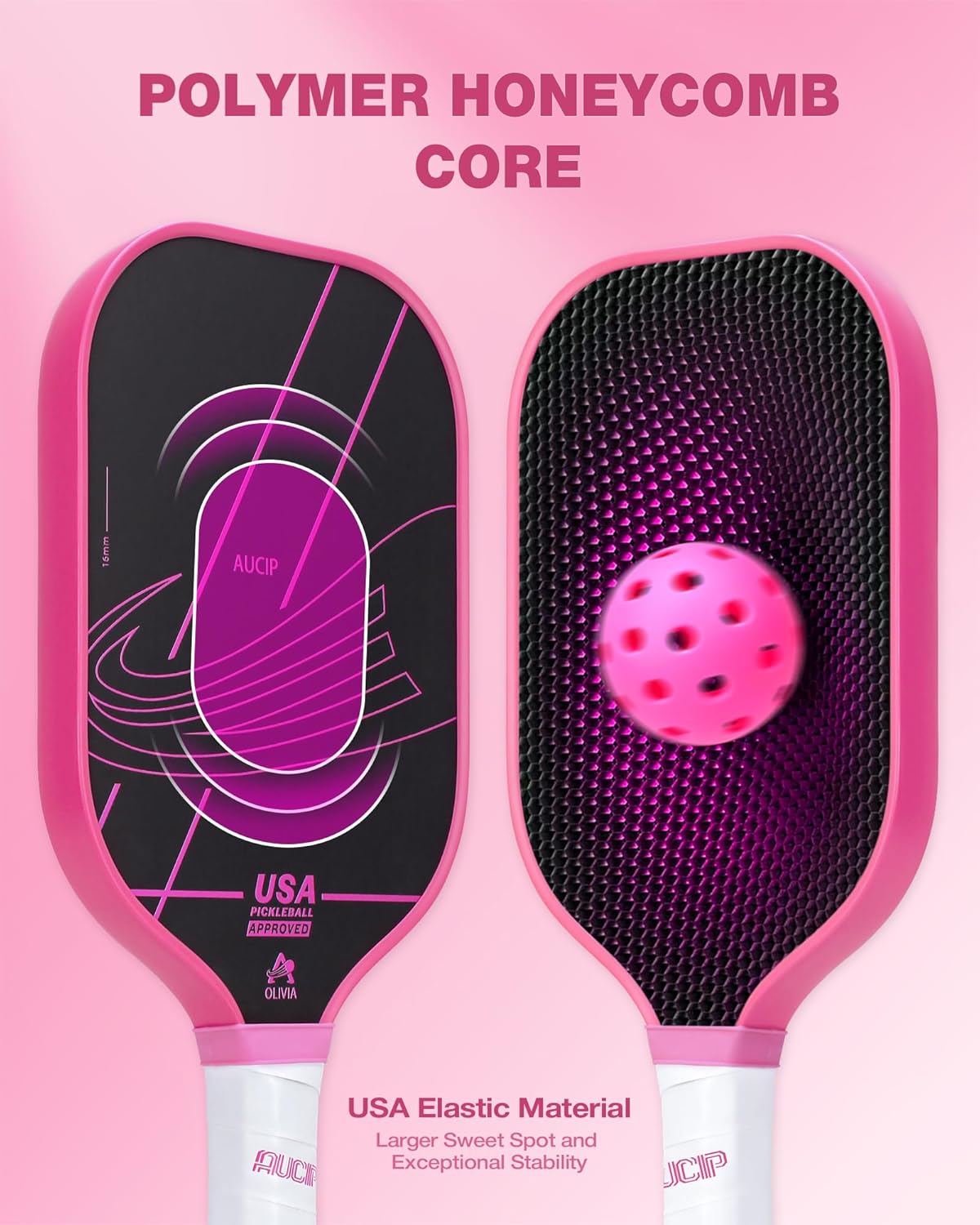 Pro Pickleball Paddle Pink - T700 Carbon Fiber Pickleball Paddle with 16mm Polymer Honeycomb Core, USAPA Certified, Cushion Grip, Perfect for Advanced Control - Image 6