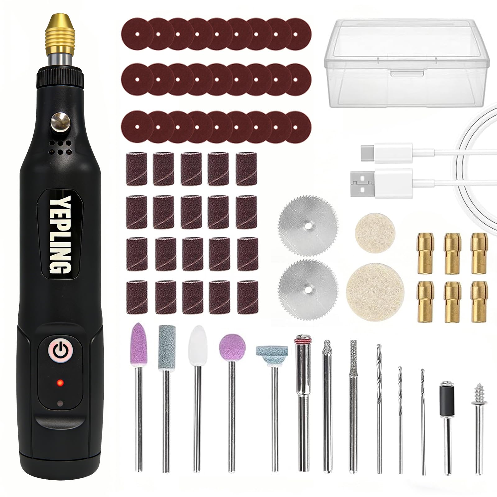 Kabelloses Rotationswerkzeug, 3,7V Li-Ion 15000 U/min Elektrisches DIY Mini Polierset, 72-teiliges Zubehör USB Kabelloses Multifunktionswerkzeug, Ideal für Nagelpflege und leichte Arbeiten