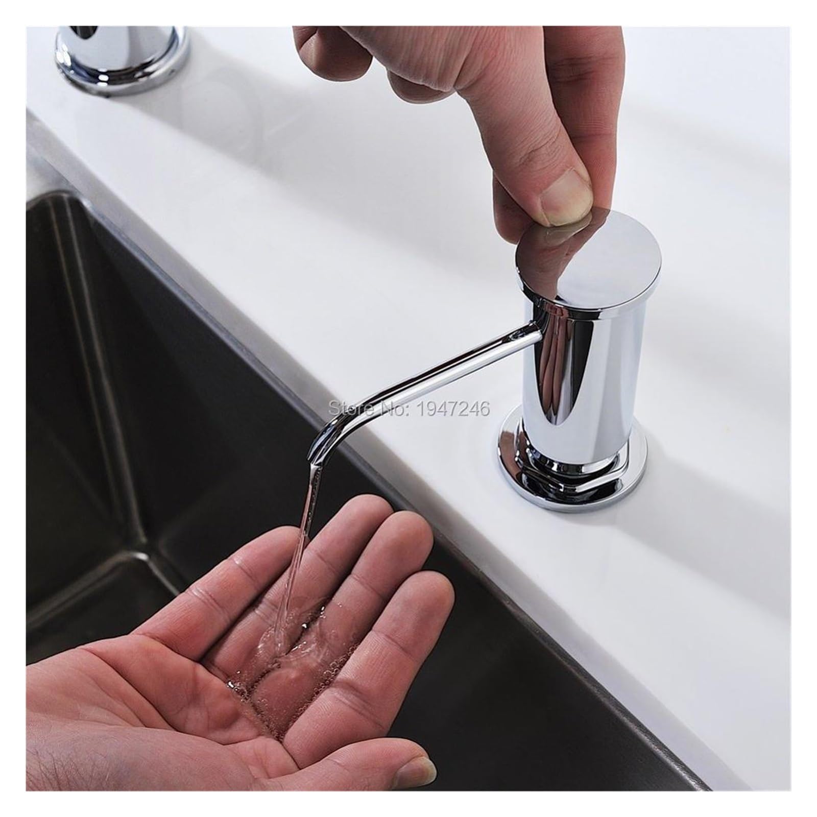 F048C Dispensador de jabón for Fregadero de Cocina montado en Cubierta Cromo Incluye Bomba de plástico y Cabezal Botella de plástico Transparente PE