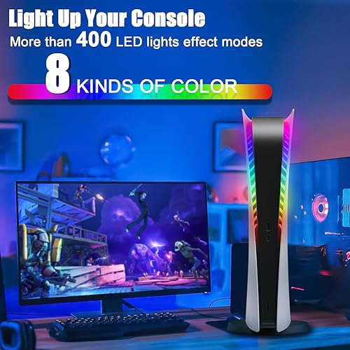 Miniatura 2 de SIKEMAY Kit de tira de luz para consola PS5, luz LED PS5 RGB con 8 colores 400 efectos de luz compatibles con edición digital y disco, accesorios de