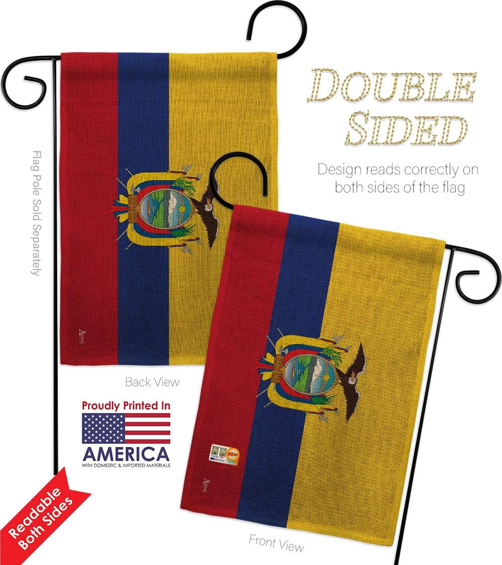 Ecuador Burlap Garden Flag Nationality Nation International World Country Particular Area Small Decorative Gift Yard House Banner Double-Sided Made In USA 13 X 18.5
