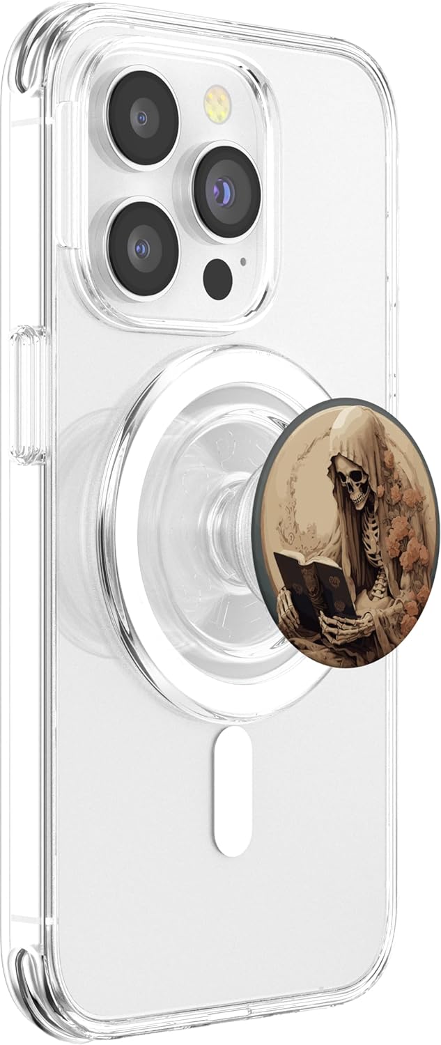 Book Lover Gothic Bookworm Reading Skeleton Librarian PopSockets PopGrip for MagSafe