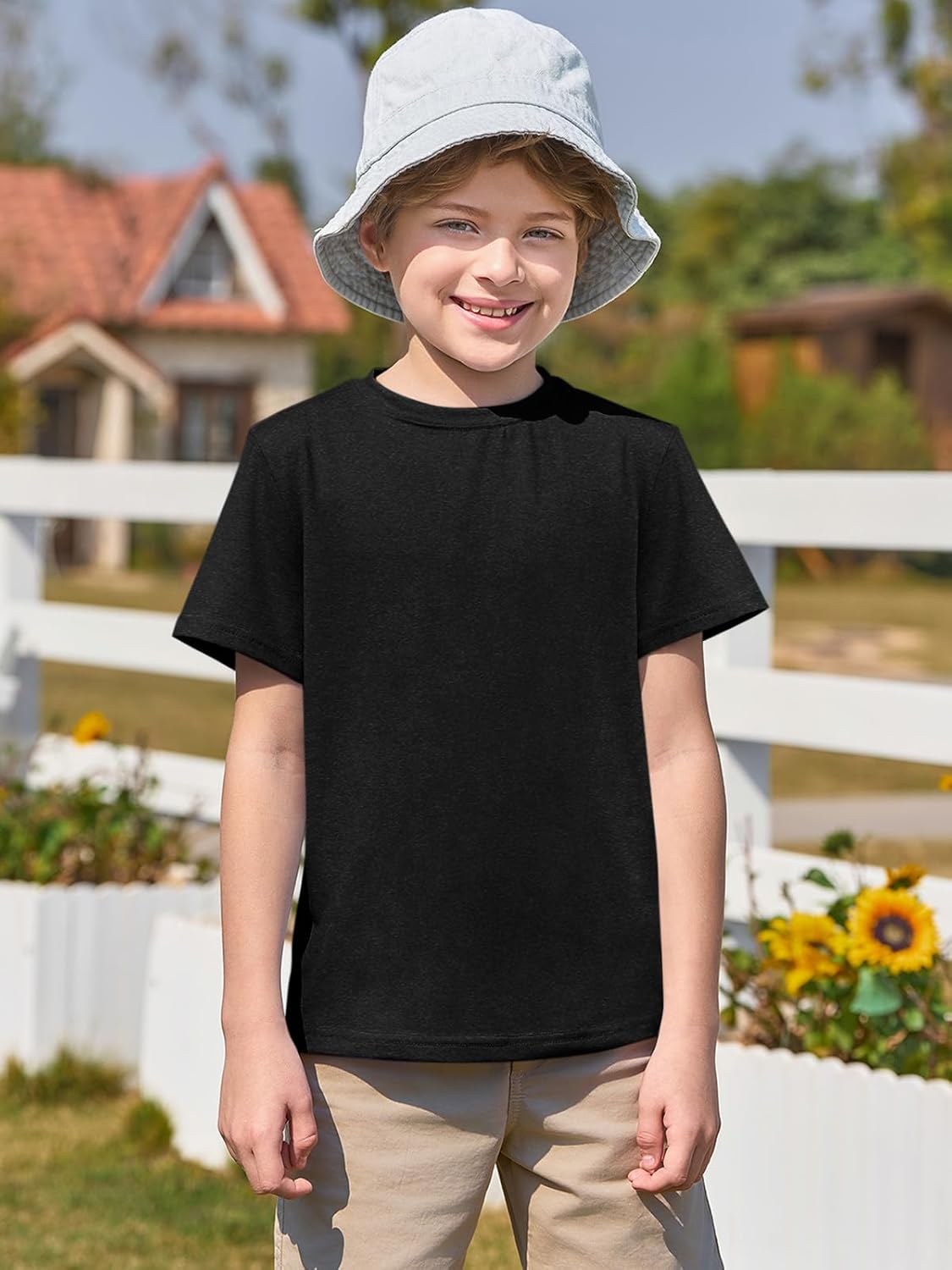 Haloumoning Boys Short Sleeve Shirts Kids Summer Crewneck T-Shirts Casual Tops Tees 5-14 Years - Image 2