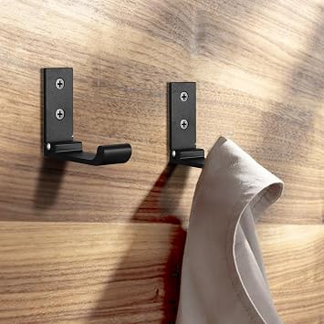 6 Pcs Foldable Wall Hooks for Hanging Heavy Duty, Foldable Hooks Wall Mounted, 90° Folding Wall Hookss, Black Fold Up Towel Hook for Kitchen Bathroom Jackets Bag Towel Coat Hook, with Screws