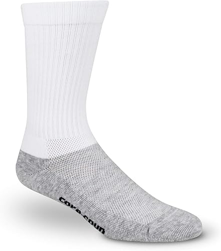 Miniatura 3 de Core-Spun - Calcetines de compresión graduados ligeros médicos de 10-15 mmHg, hasta la rodilla, paquete de 2 unidades (negro y blanco, XL regular y