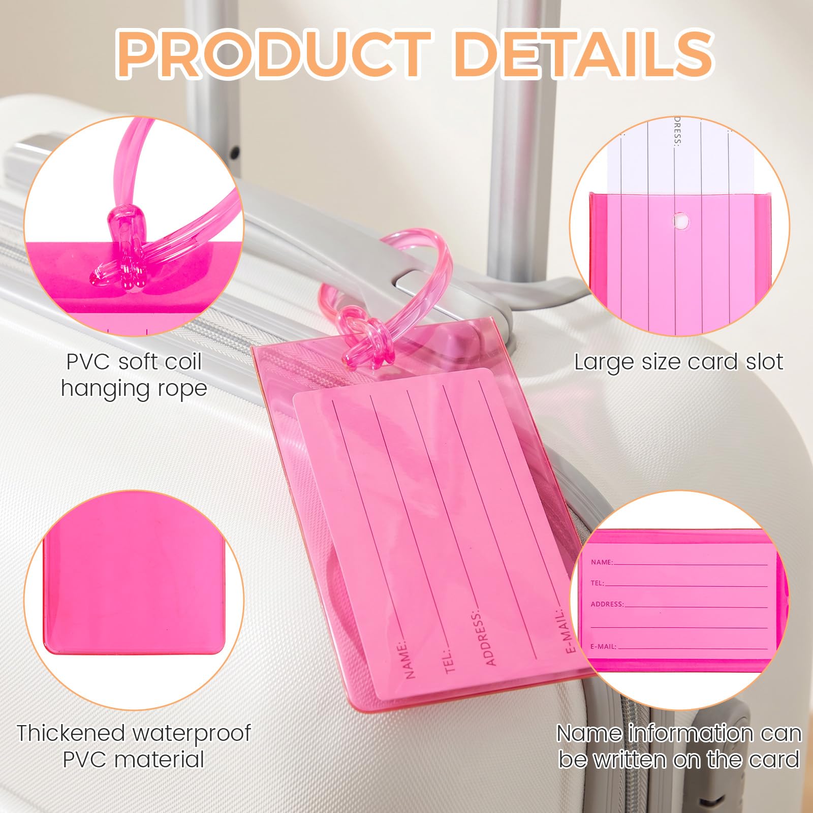 PVC Kofferanhänger, wasserdicht und flexibel, Gepäckanhänger für Reisen, Koffer, Rucksack und Reisetasche, mehrfarbiges Set(Farbe,100pcs)