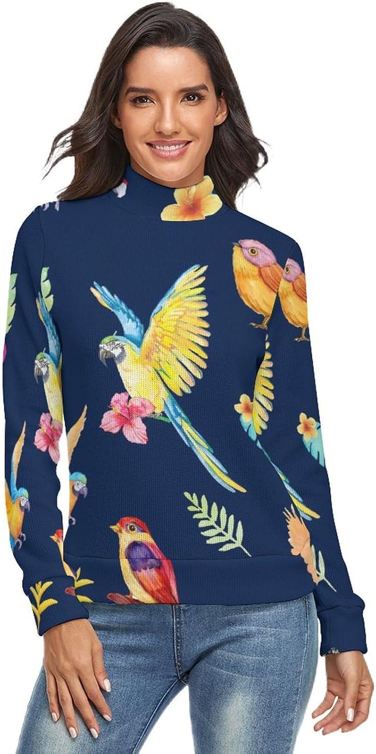 Colour Print Sweater Womans Long Sleeve Turtleneck Sweater Slim Tops Shirts Thermal Underwear Tops Casual Clothes