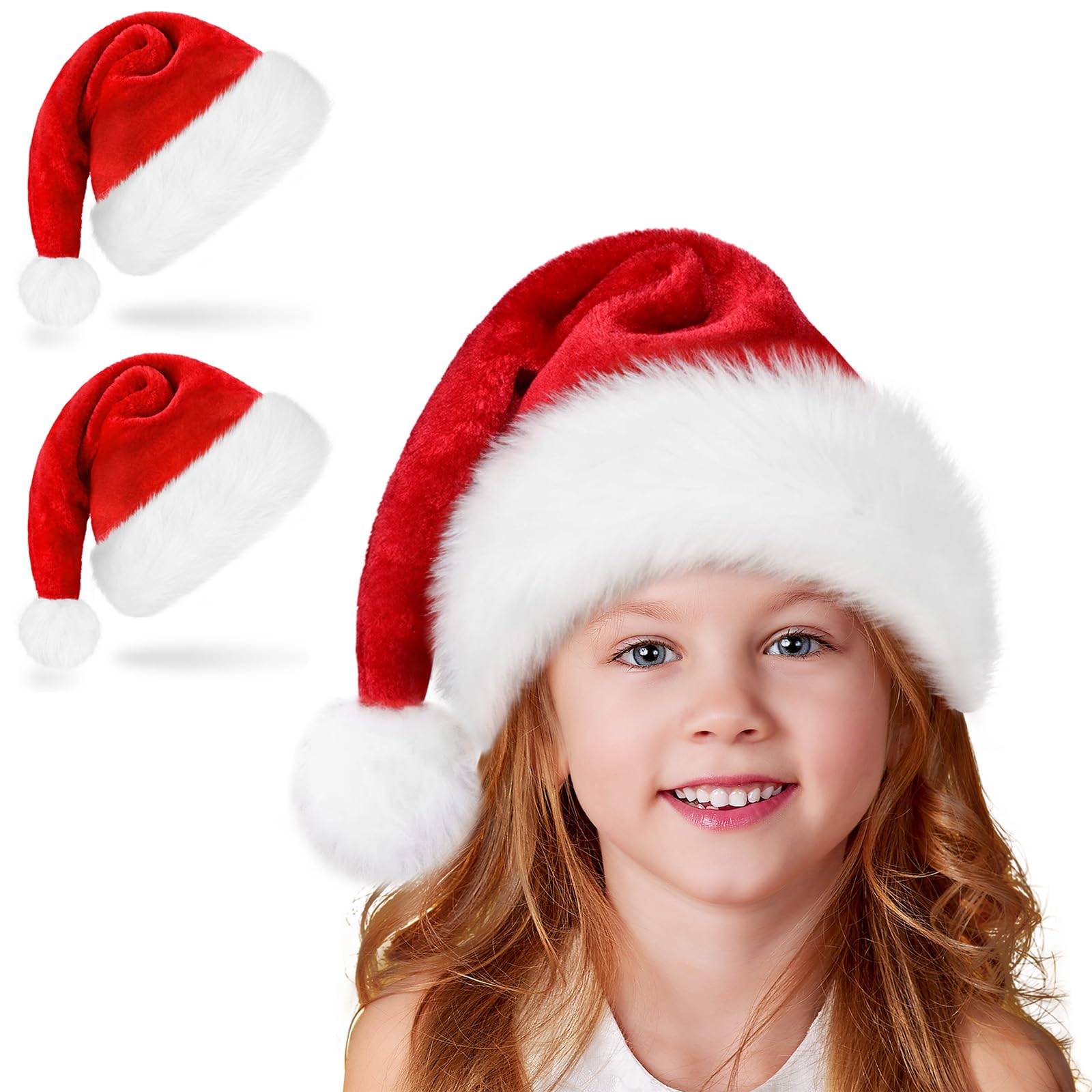 Ambandier Sombrero de Papá Noel para niños, sombrero de Navidad, sombrero de Navidad, sombrero de Papá Noel para fiesta de Año Nuevo