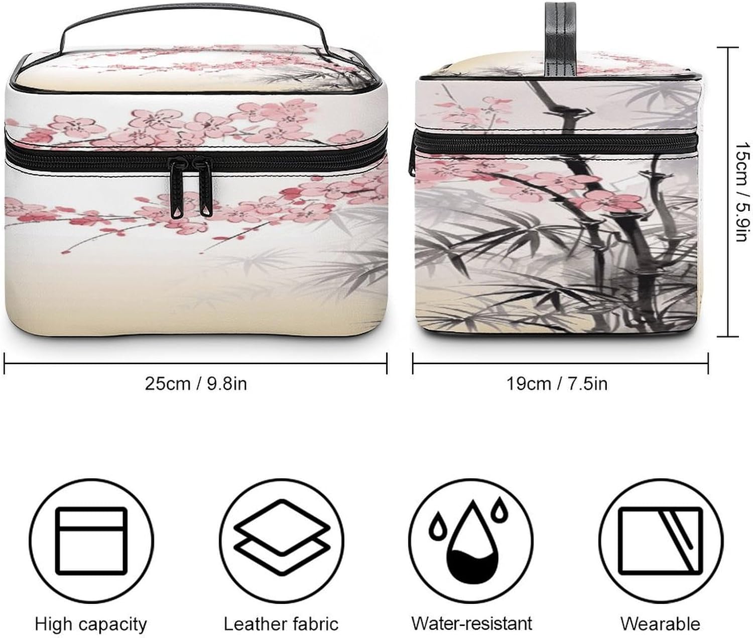 Bamboo Cherry Blossom Zen Travel Makeup Bag Cosmetic Bag Toiletry Bags image 2