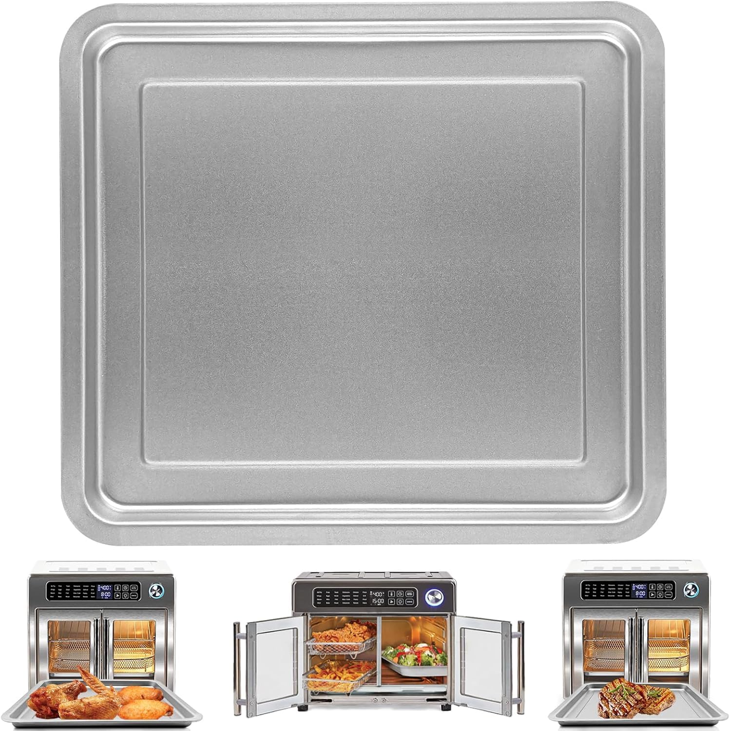 ZuKaYeHome Air Fryer Replacement Parts for Emeril Lagasse 26 QT Extra Large Air Fryer, 12.5"x11.3" Stainless Steel Air Fryer Tray Grill Pan Accessories Grill Plate Crisper Plate Rack