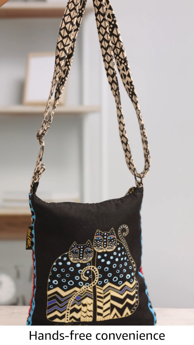 Bolso Tote negro con cremallera y diseño gatos miniatura 6