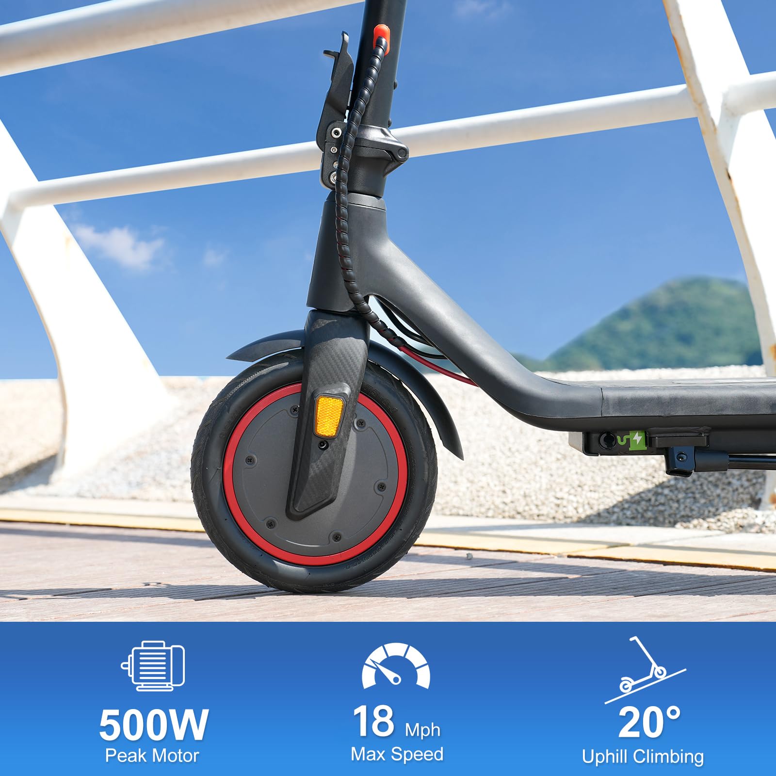 WAWSCOTE Electric Scooters, 500W Peak Motor Electric Scooters Adults, 19 Miles Range, 18 Max MPH, 8.5