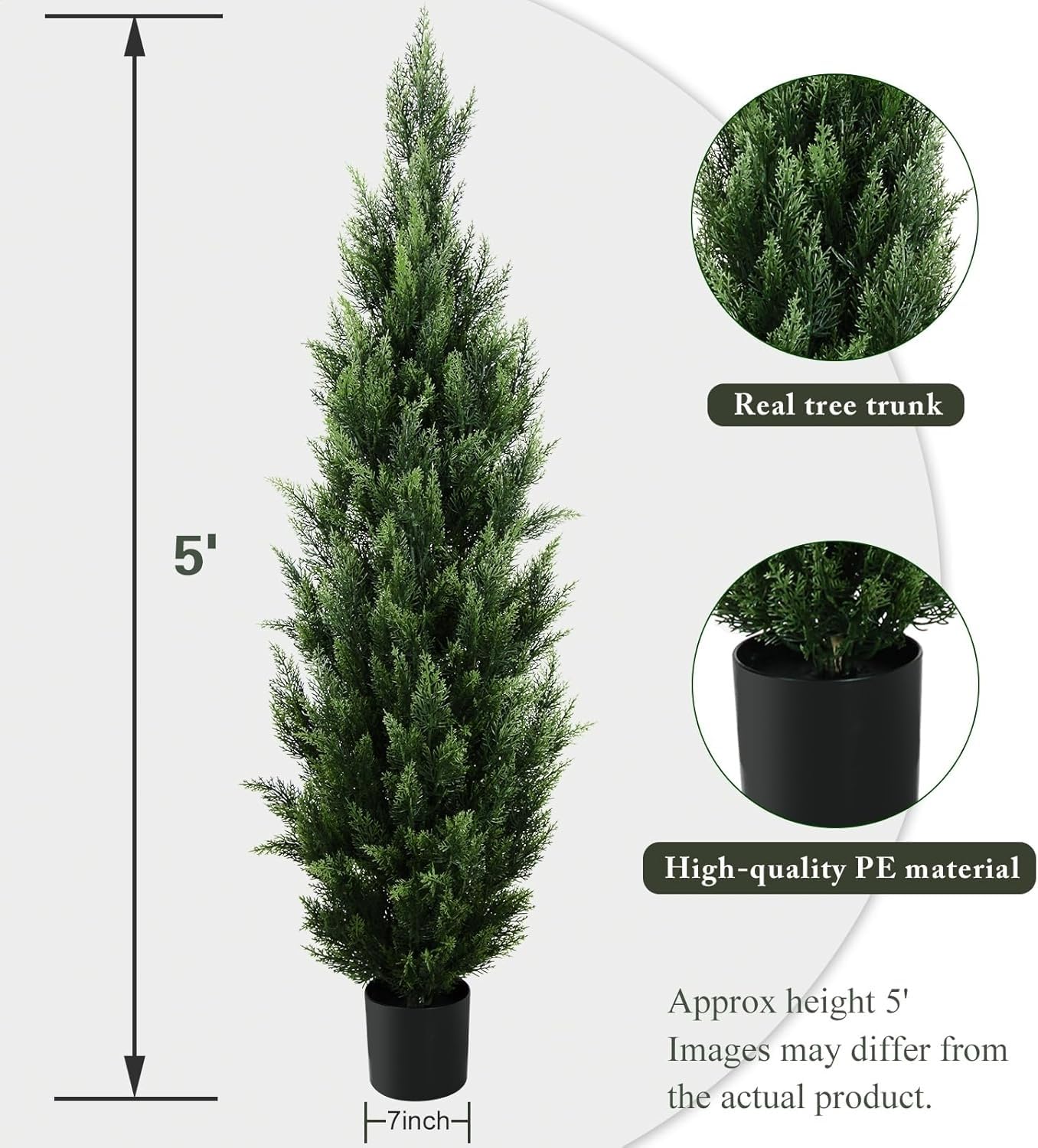 Exotic Dried Flower Bouquet 2PCS 3FT Artificial Topiary Tree, Beautiful Realistic Cedar Shrubs for Front Porch Decor Porch Decoration, Bedroom Decoration, Dining Table(5FT)