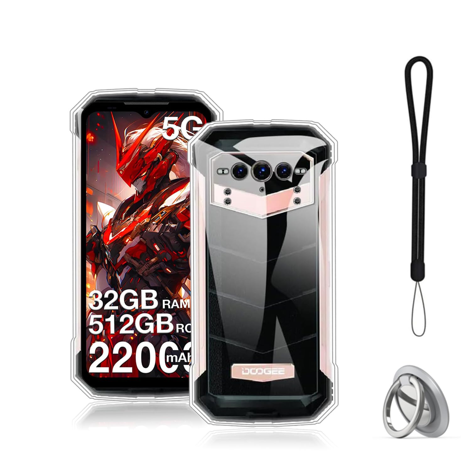 Case for DOOGEE V MAX Pro,NOUKAJU TPU Protective Case,Stand Function,Adjustable Bracket,Anti-Drop, Shockproof,Protective Cover for DOOGEE V MAX Pro(