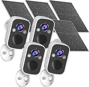Rraycom 4Pack Security Cameras Wireless Outdoor,2K Battery Powered Solar Cameras for Home Security with Solar Panel Home Camera with Color Night Vision Motion Detection 2-Way Audio Waterproof asin的图片