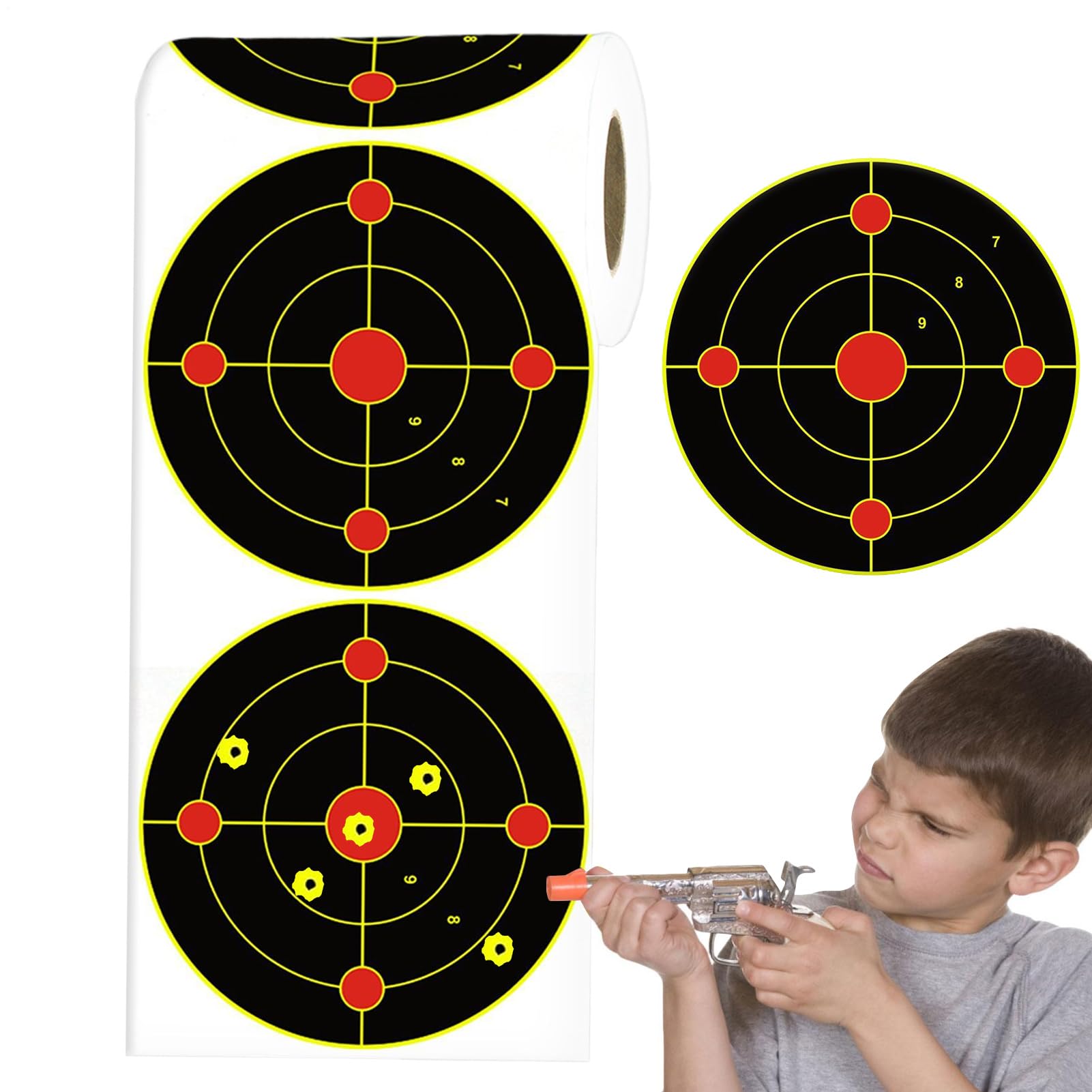 Cibles Éclaboussures - 15cm Papier Réactive, Autocollants | Objectif Éclaboussure Voir Facilement Vos Tirs | Cibles Éclat pour Entraînement, Adhésif Jaune Fluorescent