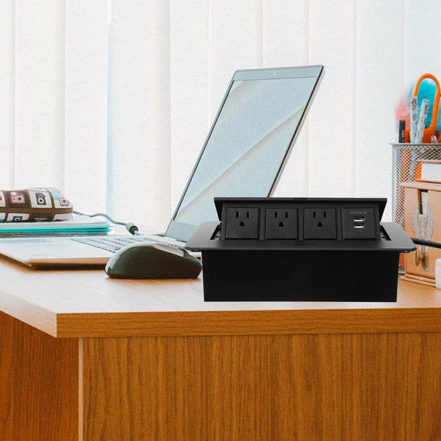 Desktop Power Outlet Socket USB Ports Outlet Charging Station for Office Home Use Elegant Design Cable Included for Meeting Rooms and Workspaces
