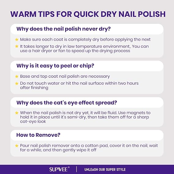 Quick Dry Cat Eye Nail Polish, Silver Magnetic Nail Polish