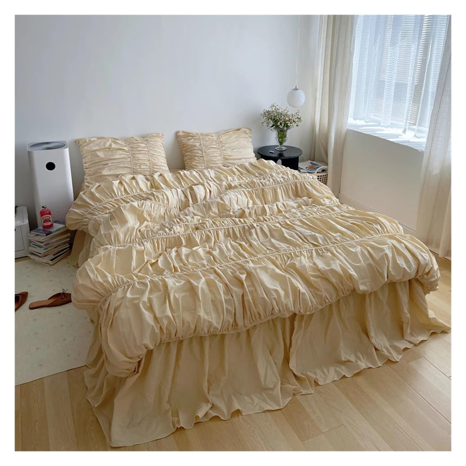 Couette de style princesse avec parure de lit en coton Queen et drap double - 8