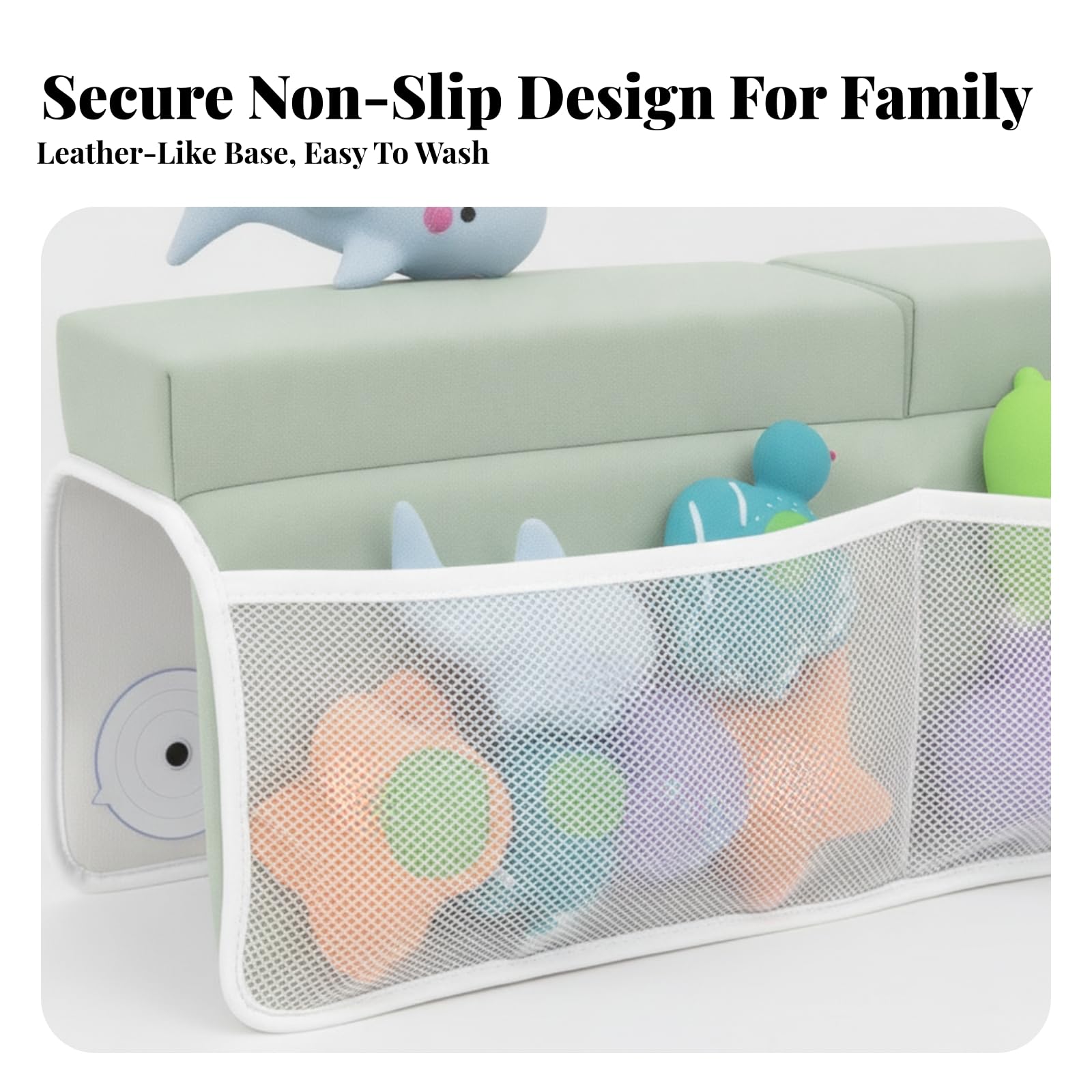 Inginocchiatoio da Bagno Stabile Tappeto, Verde Chiaro – Modello Con Tasca Standard E 4 Ventose