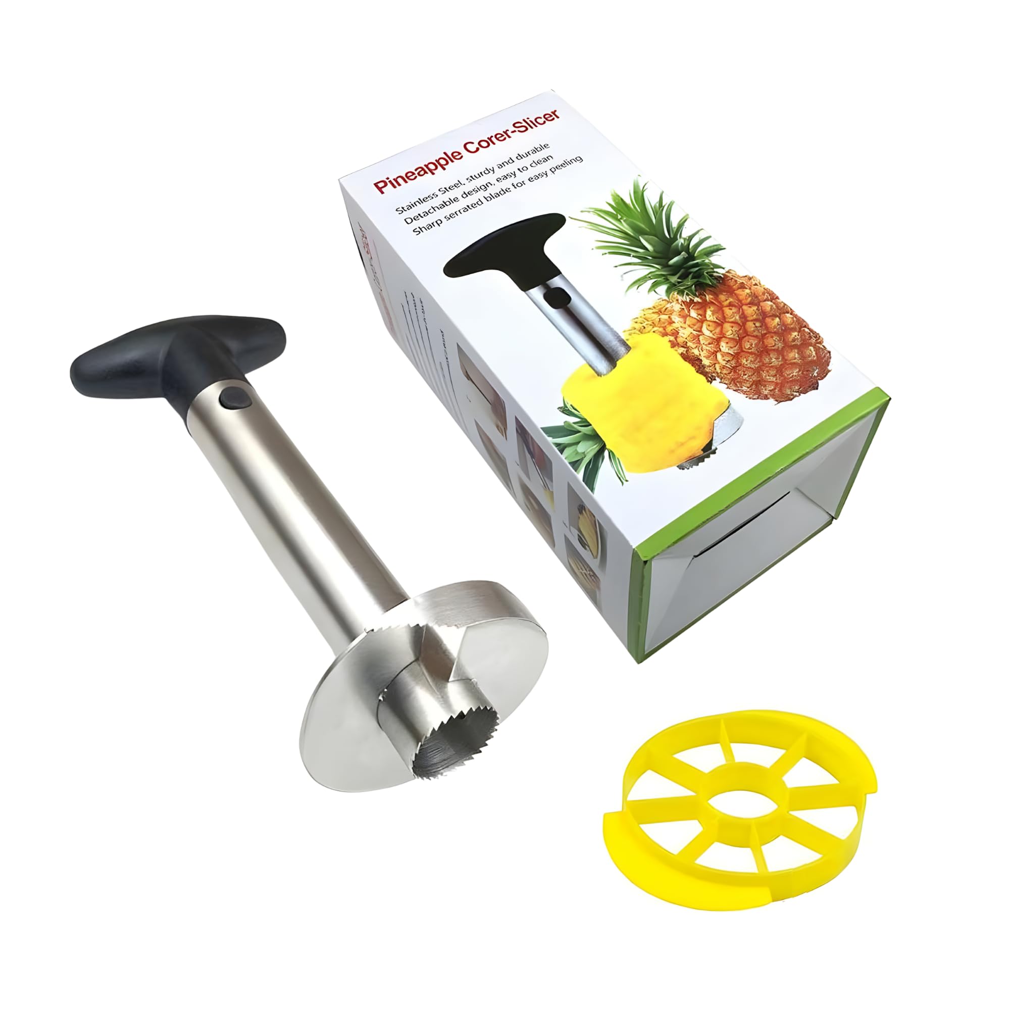 ZR Solutions Pineapple Peeler & Corer Slicer Cutter 2 in 1 Stainless Steel Peeler Tool, Quick Peel, Core Fruit Spiral Slicer Pineapple Rings Slice Cutter, Sharp Thicker Blade Kitchen Tools, Gadgets