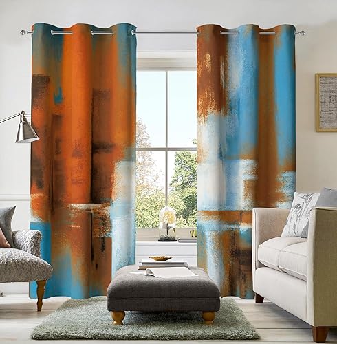 Miniatura 33 de Asuexpect 2 paneles de cortinas abstractas para oscurecer la habitación, con ojales, decoración moderna para ventana de dormitorio y sala de estar,