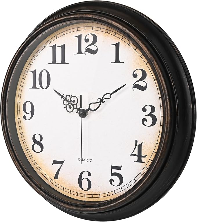 Reloj de Pared Vintage 16 Pulgadas Analógico Silencioso Bronce miniatura 8