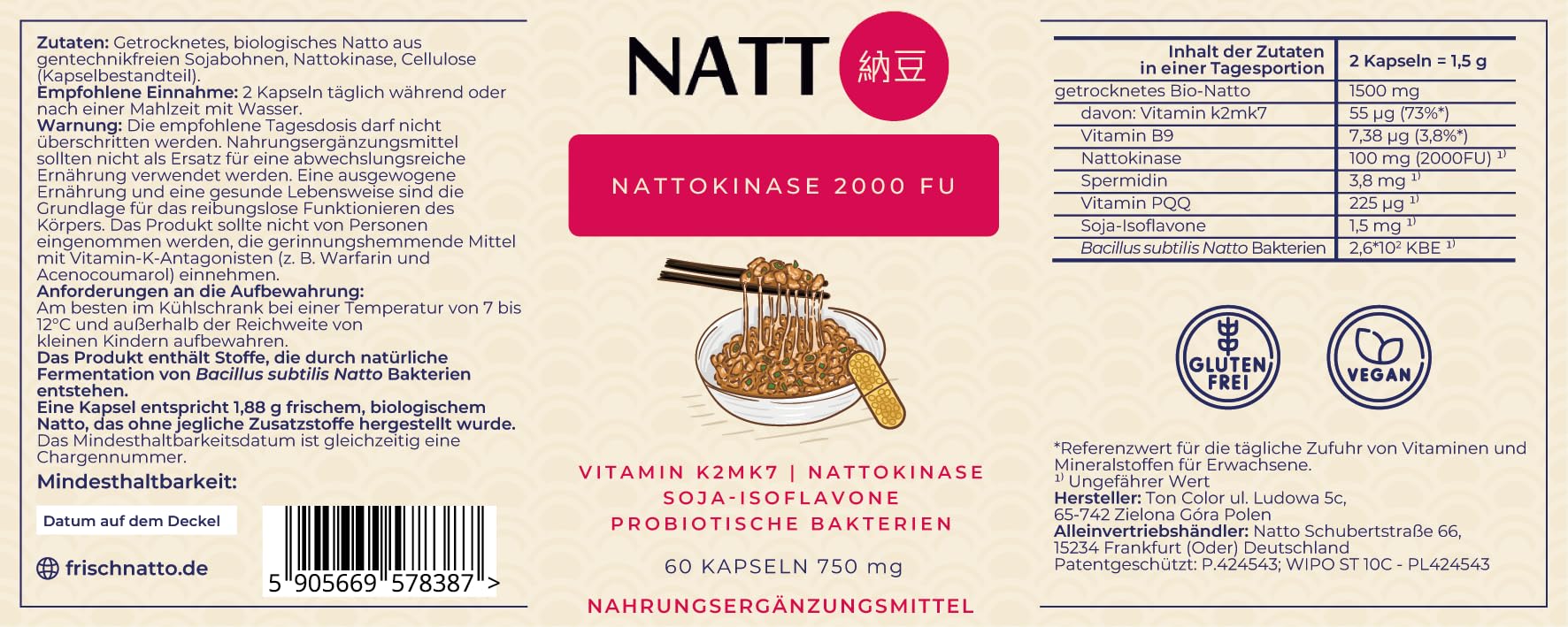 Natto + Nattokinase 2000 FU - 60 Kapseln