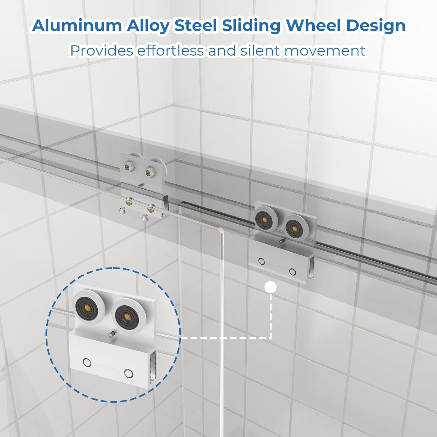 Zevemomo 56-60" W x 75" H Double Sliding Shower Door, Walk in Shower Doors for Bathroom, 1/4" (6mm) Thick SGCC Tempered Clear Glass, Matte Black Aluminium Alloy Frame