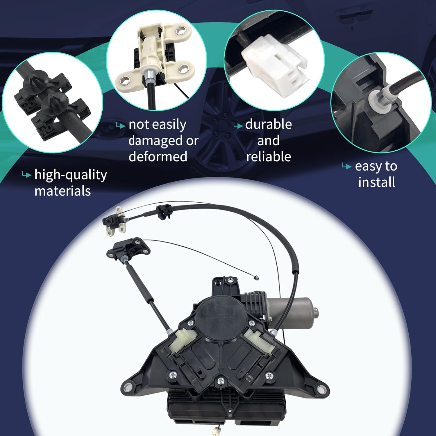 747-302 Driver Side Power Sliding Door Motor Assembly with Cable Harness Compatible for Honda Odyssey 3.5L 2011-2017, Replace# 72050-TK8-305, 72050-TK8-A01, 72050-TK8-A11, 72050-TK8-A12 (Left Side)