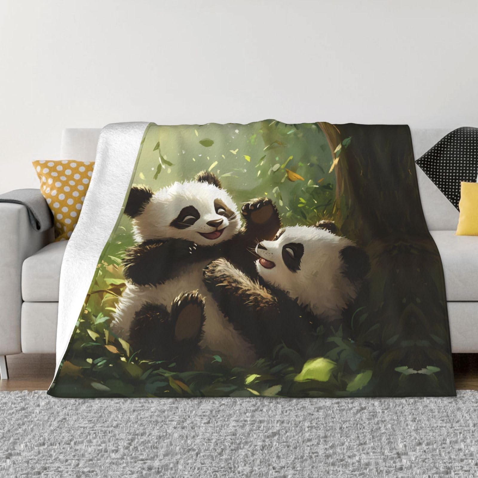 Couverture canapé flanelle panda rouge contre les soirées fraîches au salon et au lit