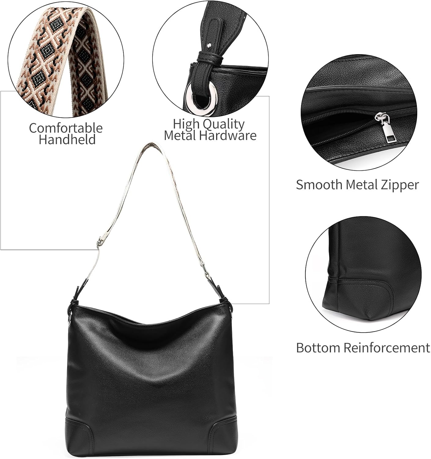 SENDEFN Women's Soft PU Leather Tote Shoulder Bag, Hobo Crossbody Shoulder Handbag, Big Capacity Ladies Travel Purse