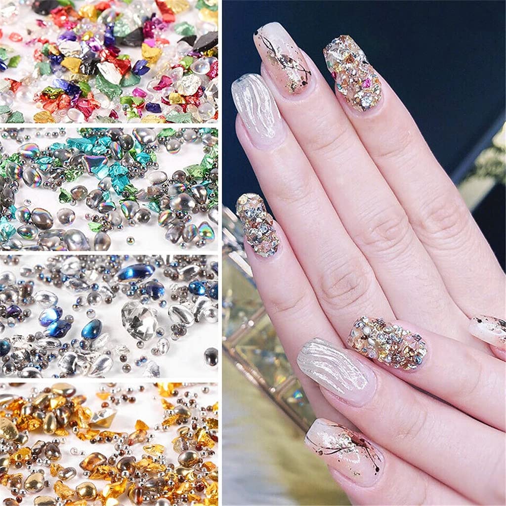 Mshine Mixed Crystal AB Nail Art Rhinestones Set | Stylish Acrylic Diamond Studs Beads | Multicolor Small Gemstones for Nails Crafts, Face Art, Greeting Cards and DIY Decoration (Pack of 1)-image-33