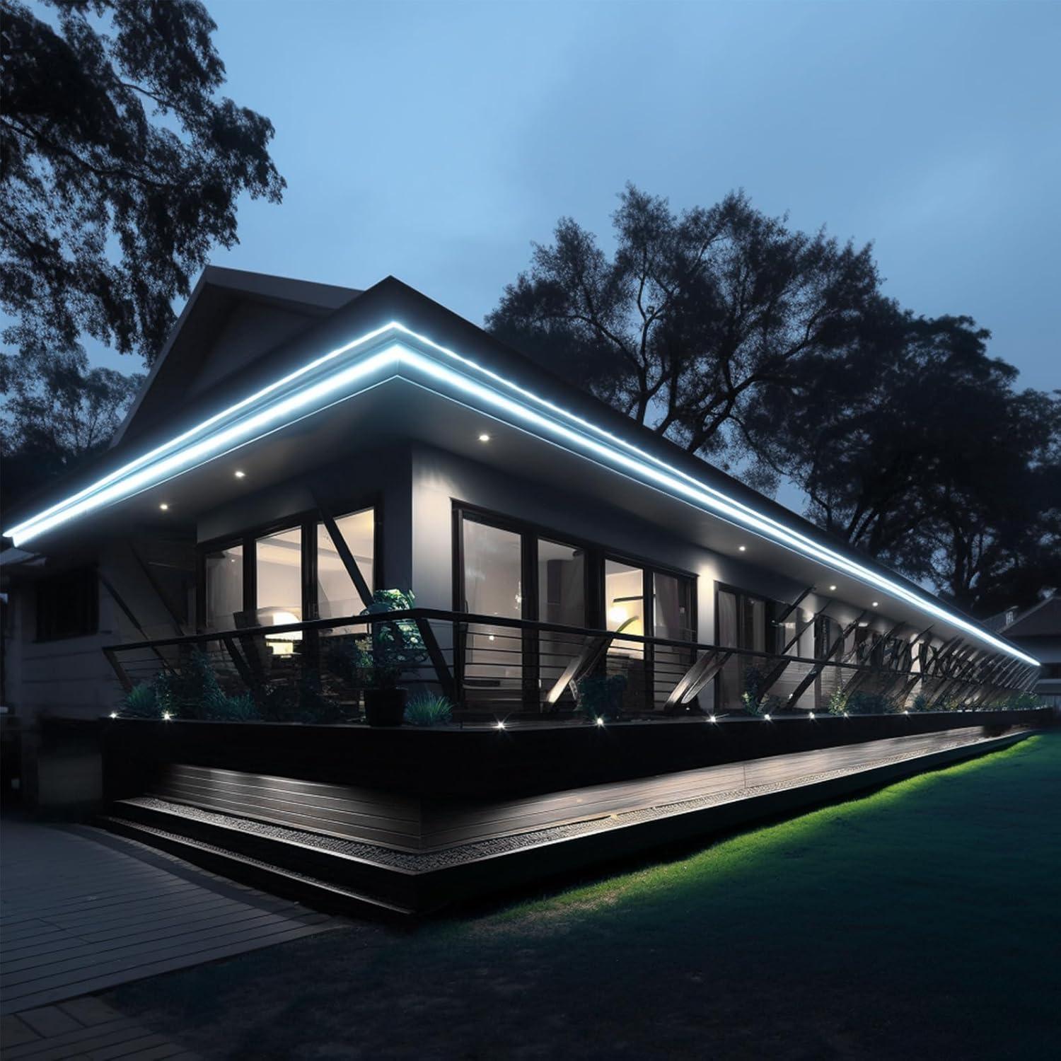 48V COB LED Strip Light Outdoor 65.6ft Kit, 6000K Cool White Outside Waterproof LED Tape Lights Cuttable 8W/M CRI 92 with Power Supply for Bedroom Ceiling Living Room House - Image 4