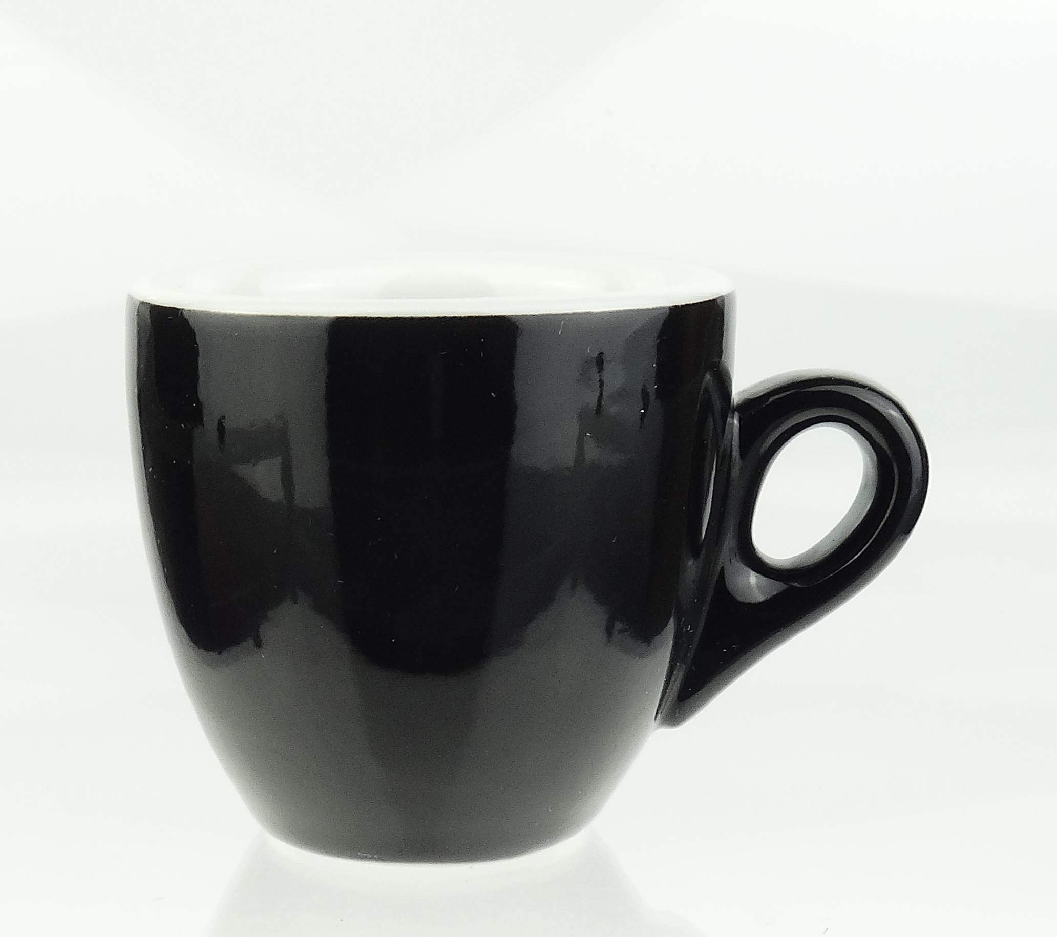 Extra dickwandige Espressotassen | 0,8 cm Wandstärke | Farbe: schwarz | 6 Tassen + 6 Untertassen