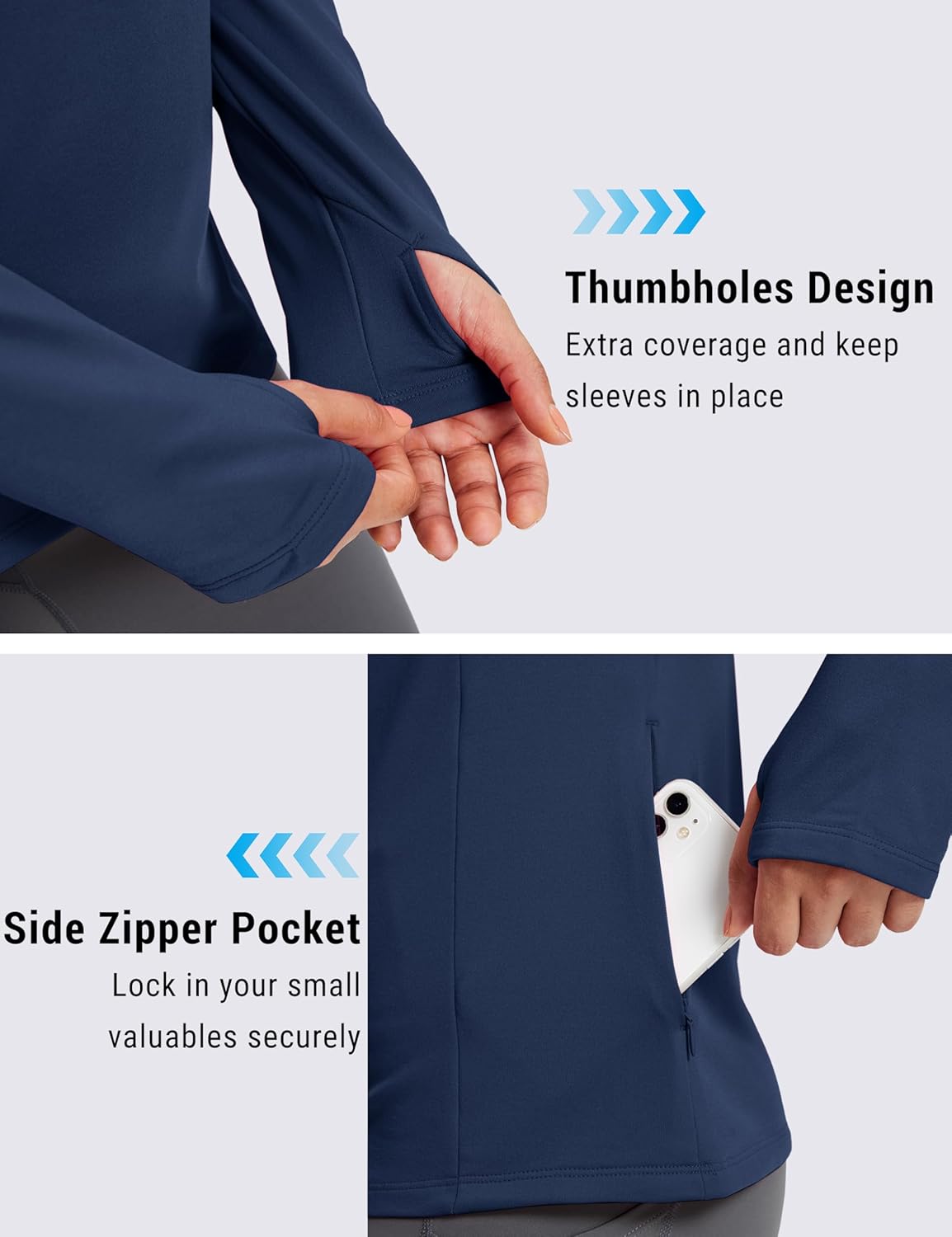 MAGCOMSEN WomensThermal Long Sleeve Shirt Fleece Lined Warm Base Layer Running Workout Athletic Top Winter with Pocket - Image 5