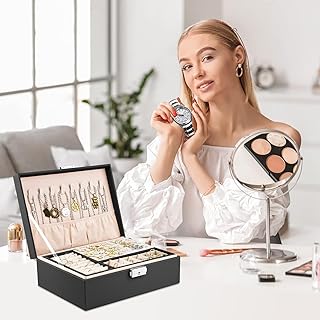 Elegance Box (Black) Perfect for Jewelry and Accessories, Premium Leather Material with Key Protection, Available in Size 23cm*17cm*9cm, Order Now and Done - Generic