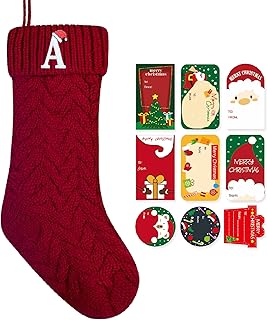 ZGCYSMHT Christmas Stockings Personalized Custom Initials 18 Inches Knitted Christmas Stockings with Letter Fireplace Hanging Monogram Xmas Stockings for Kids,Family Holiday Party Decoration（Red A）